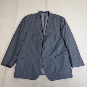 Hart Schaffner Marx Chicago Fit 50L Blue/Brown Plaid USA Wool Stretch Blazer